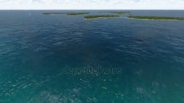 Özel jet uçak okyanus ve tropik Adaları üzerinde uçan. 