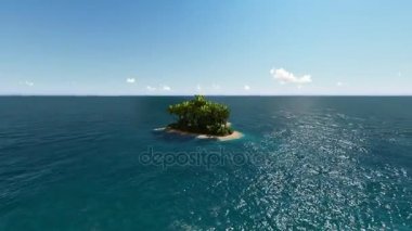 Tropik ada okyanusa kalp şeklinde yukarıda uçan uçak. 