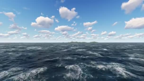 Okyanusu üzerinde sürüş ve hedef - deniz feneri durdu — Stok video