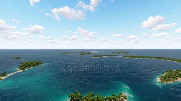 Repülés alatt a Maldív-szigeteken, az óceán felett. — Stock videók