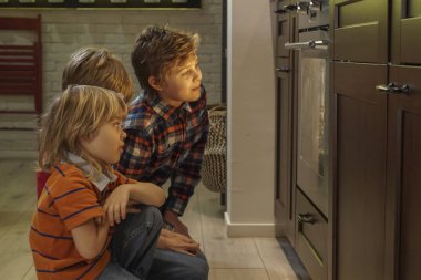 fırında kurabiye izlerken kardeşler