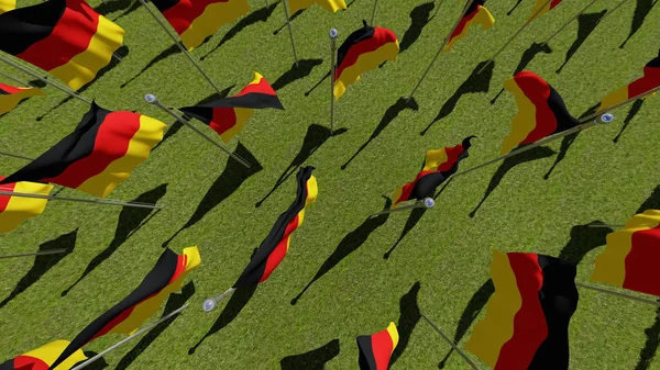 Mnoho německých vlajek pohled shora — Stock fotografie
