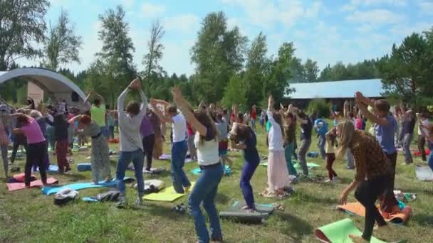 Yoga dance "Kaoshiki" op muzikale kunst & yoga festival — Stockvideo