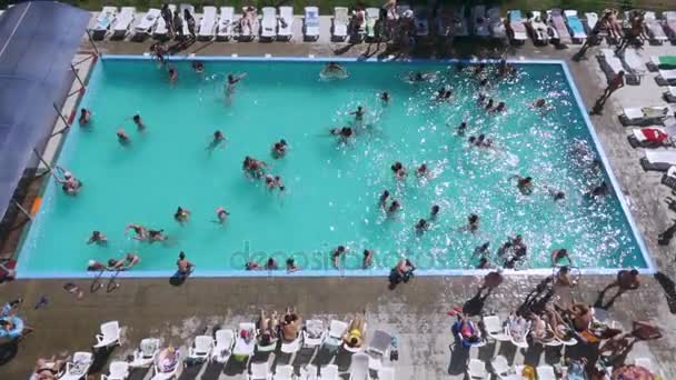 Russia Yarovoe Lake July 2017 People Relax Bathe Outdoor Pool — Stock Video