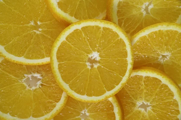 Abstraktní Pozadí Citrusovými Plody Plátky Pomerančů Detailní Záběr — Stock fotografie