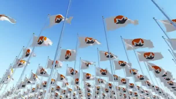 Monero Cryptocurrency 数字货币符号在风中挥舞着蓝天的旗帜 三维3D 渲染动画 — 图库视频影像