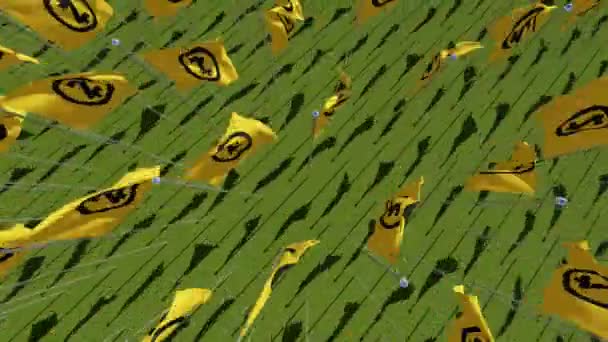 Zcash Coin Kryptowährung Zeichen Auf Gelben Flaggen Auf Der Grünen — Stockvideo