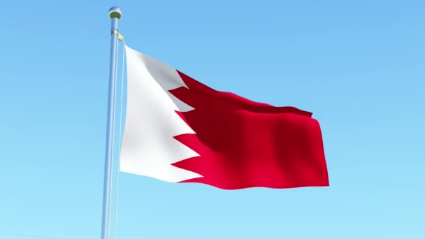 Bahrain Flag Waving Blue Sky Three Dimensional Rendering Animation — Stock Video