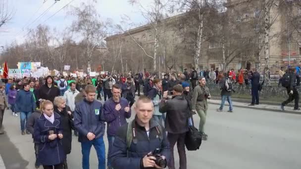 Novosibirsk Rusia Mayo 2018 Action Monstration 2018 Novosibirsk Procesión Personas — Vídeos de Stock