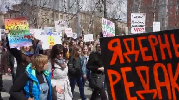 Nowosybirsk Rosja Dnia Maja 2018 Akcja Monstration 2018 Nowosybirsku Wielu — Wideo stockowe