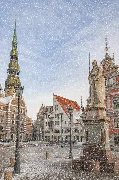 Riga Snow Starts Falling — Stock fotografie