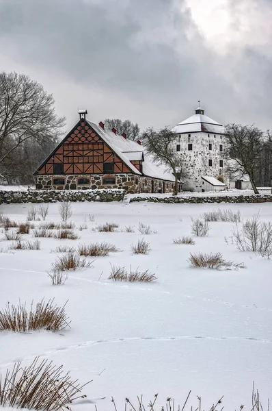 Hovdala Burggarten im Winter — Stockfoto