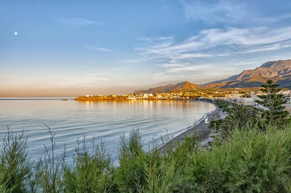 Makrygialos Strand Abendzeit — Stockfoto