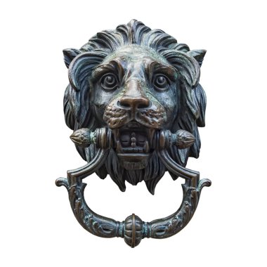 Metal aslan kafa Doorknocker beyaz izole