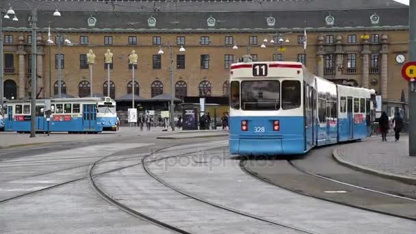 Tramvaje pro Göteborg Švédsko — Stock video