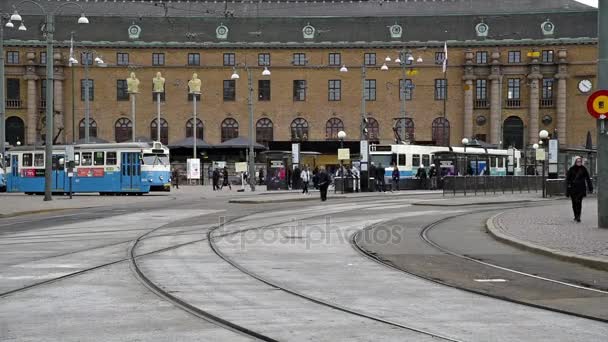 Gothenburg Szwecja tramwaje — Wideo stockowe