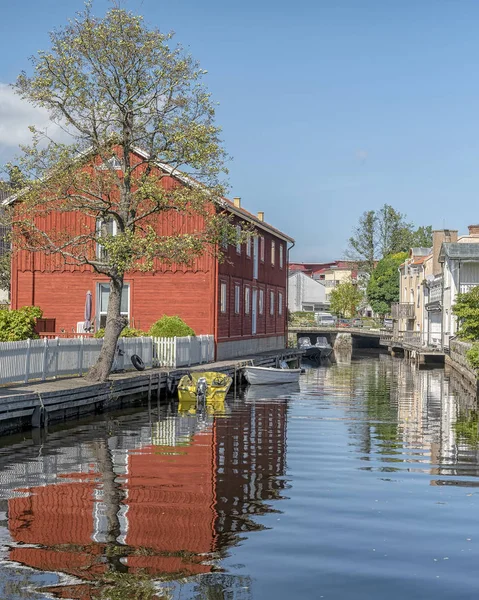 Domy nad rzeką Karlshamn — Zdjęcie stockowe