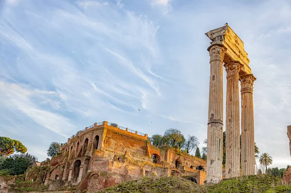Roma Templo de Castor e Pollux Paisagem — Fotografia de Stock