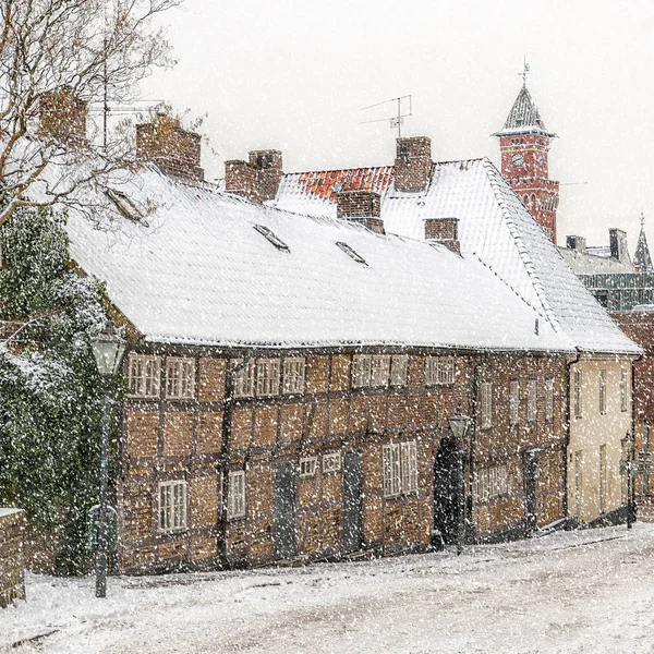 Las Calles Del Casco Antiguo Helsingborgs Suecia Durante Una Tormenta — Foto de Stock