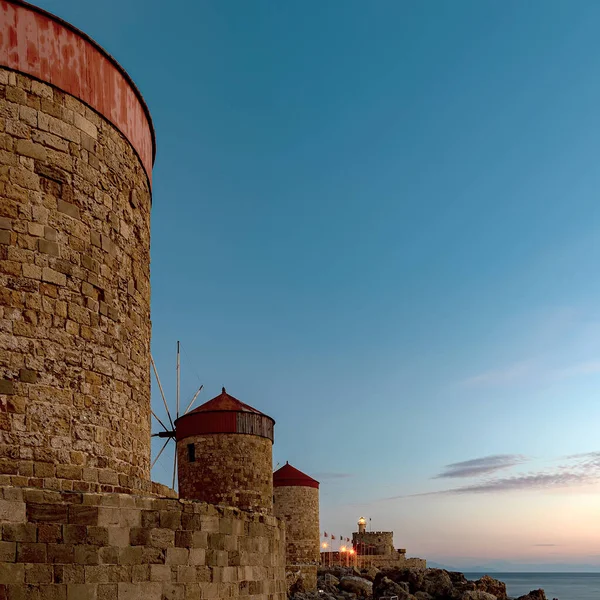 Een Lange Belichtingsfoto Van Het Fort Van Sint Nicolaas Windmolens — Stockfoto