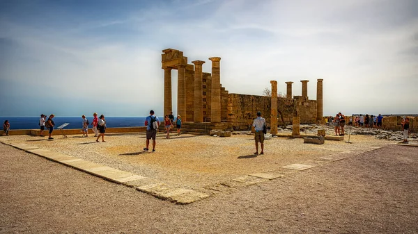 Lindos Grecia Octubre 2018 Las Ruinas Stoa Psithyros Lindos Acropolis —  Fotos de Stock
