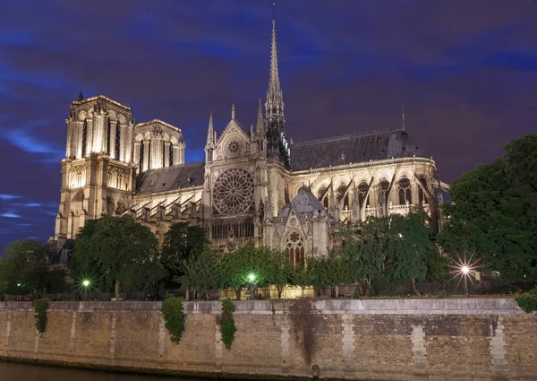 Notre-Dame de Paris Cathedral at night — Stock Photo, Image