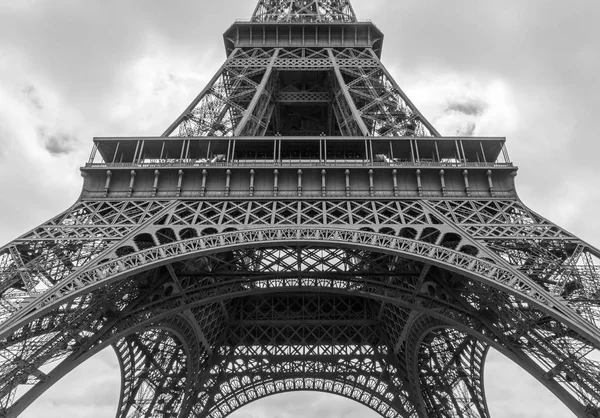 Eiffel tower against clouds in black and white Royalty Free Stock Images