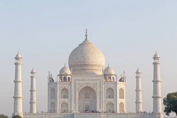 Vista Sobre Taj Mahal Con Cuatro Minaretes Agra India —  Fotos de Stock