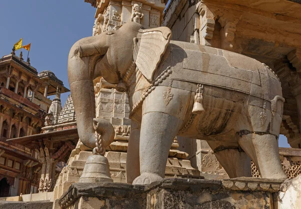Statua Słonia Przy Wejściu Świątyni Krishna Meera Jaipur India — Zdjęcie stockowe
