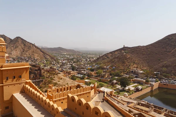 Widok Miasta Amer Fortu Amber Jaipur India — Zdjęcie stockowe