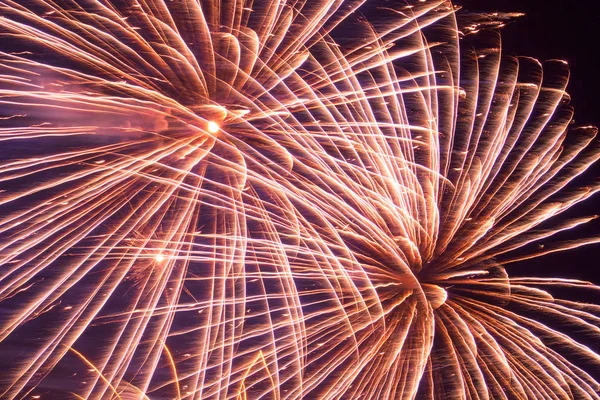 Primo Piano Dei Fuochi Artificio Del Festival Nel Cielo Notturno — Foto Stock