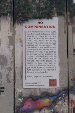 BETHELEM, PALESTINE - MAY 20, 2017:  view of  Israeli West Bank barrier from Bethlehem