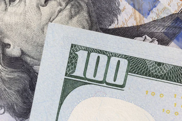 100 Dolarlık Banknotta 100 Numarayı Kapat — Stok fotoğraf