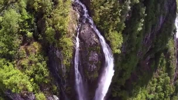 Aerial shot of big waterfall — Stock Video