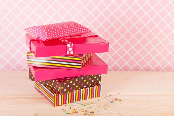 Birthday presents on stack — Stock Photo, Image
