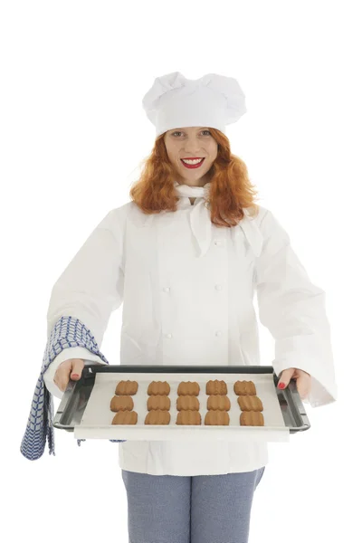 Kvinnliga baker kock — Stockfoto