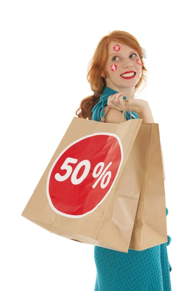 Donna con shopping bag — Foto Stock