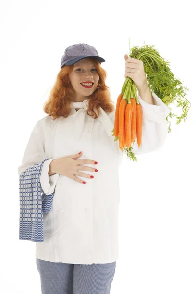 Cocinera femenina con verduras — Foto de Stock