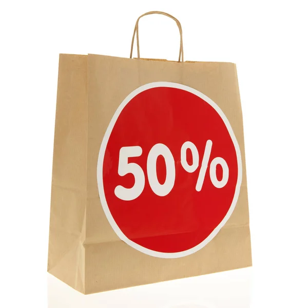 Carta shopping bag sconto — Foto Stock