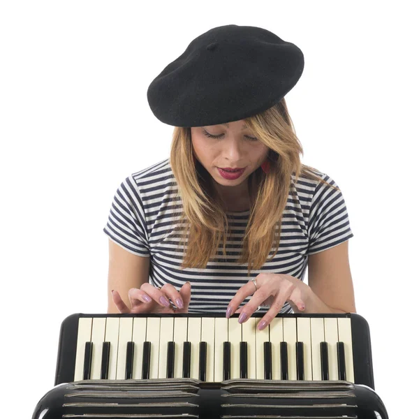 Frans meisje met accordeon — Stockfoto