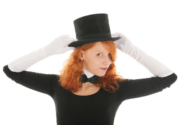 Portrait woman with hat — Stock Photo, Image