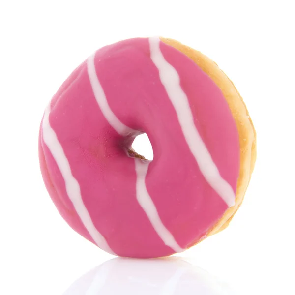 Рожевий пончик ізольований над білим — стокове фото