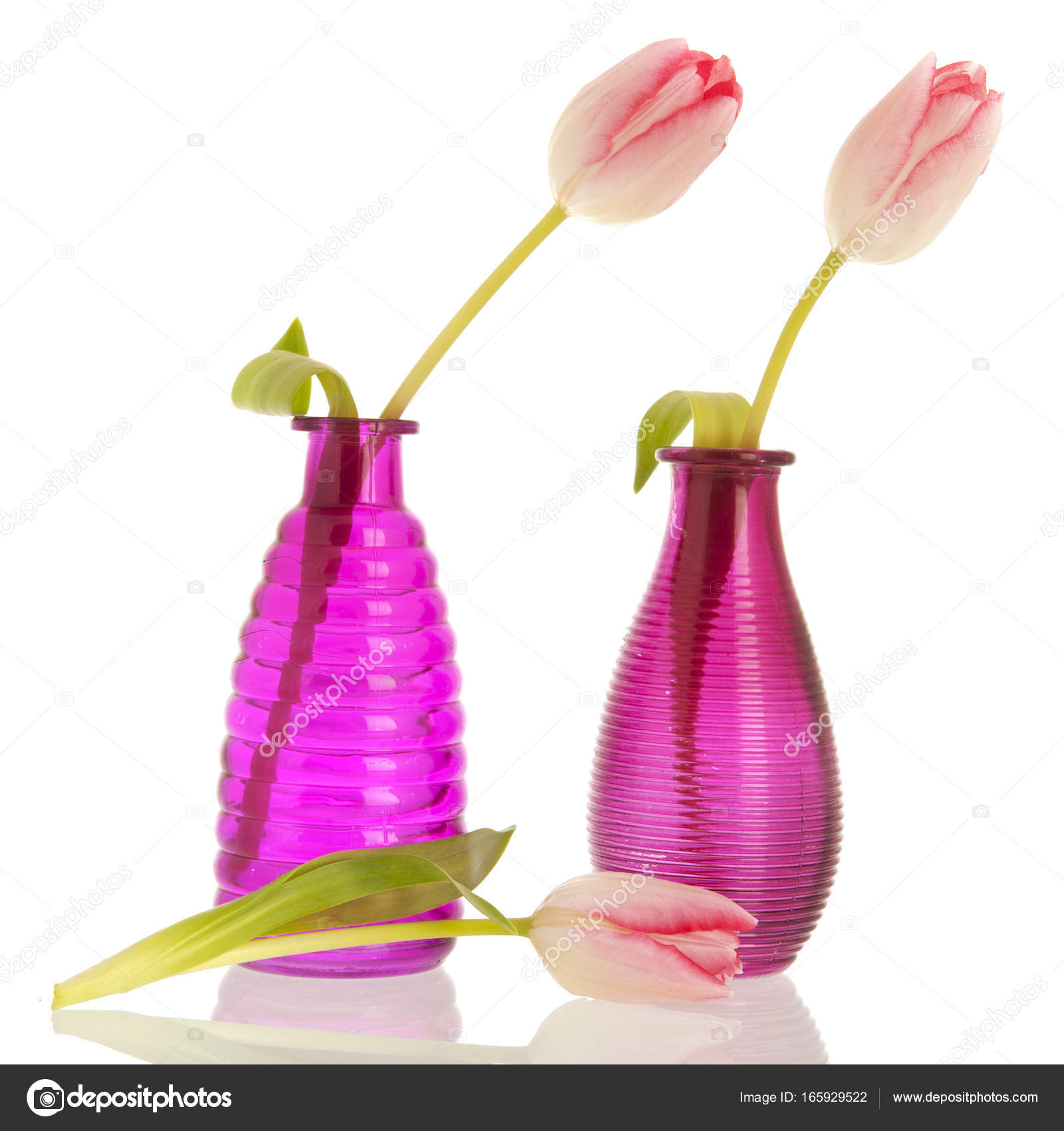 Modern Vases With Tulips Stock Photo C Ivonnewierink 165929522