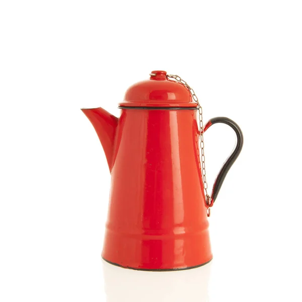 Red vintage coffee pot — Stock Photo, Image