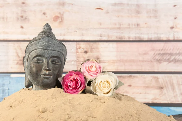 Buddha in sand — Stock Photo, Image