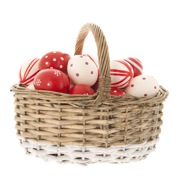 Basket easter eggs — Stock Photo, Image