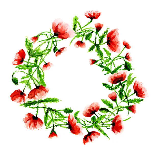 Wreath with poppies — Stock Photo, Image