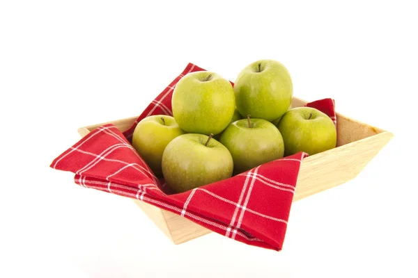 Tray green apples — Stock Photo, Image