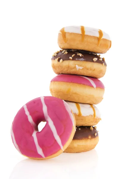 Donuts in pink, white and chocolate — Stock Photo, Image