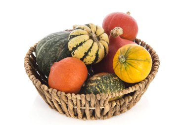 Turuncu ve yeşil kabak sepeti